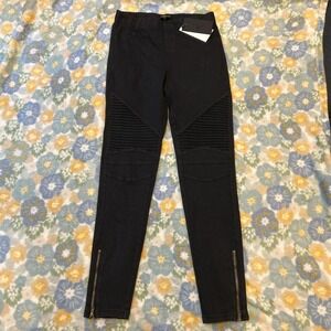 Beulah Black Moto skinny leggings jeans zipper details Women's M NWT